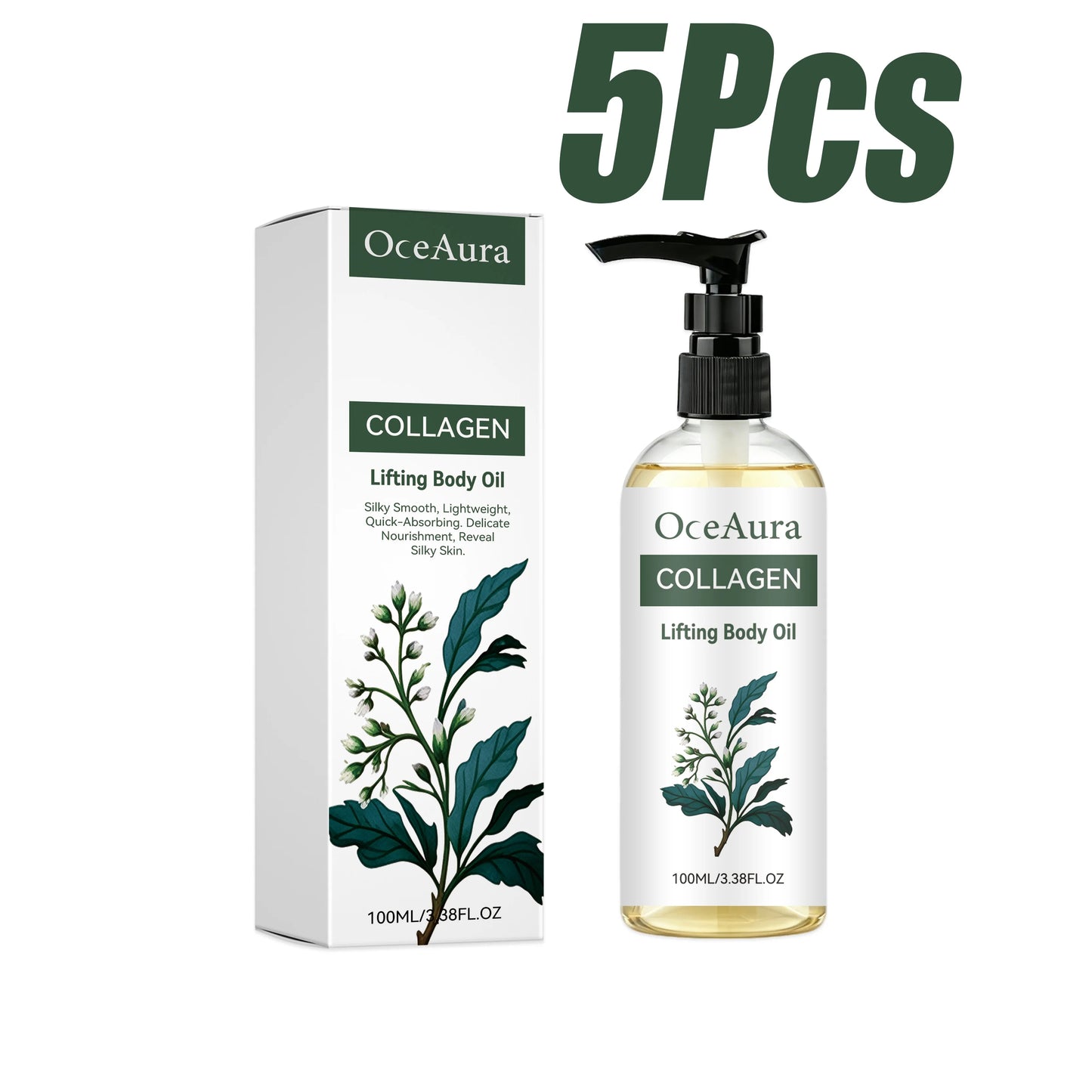 Collagen Lifting Body Oil – Firming & Hydrating Skin Care Peaceful Pleasures Health and Wellness 5 x 100ml Boxed