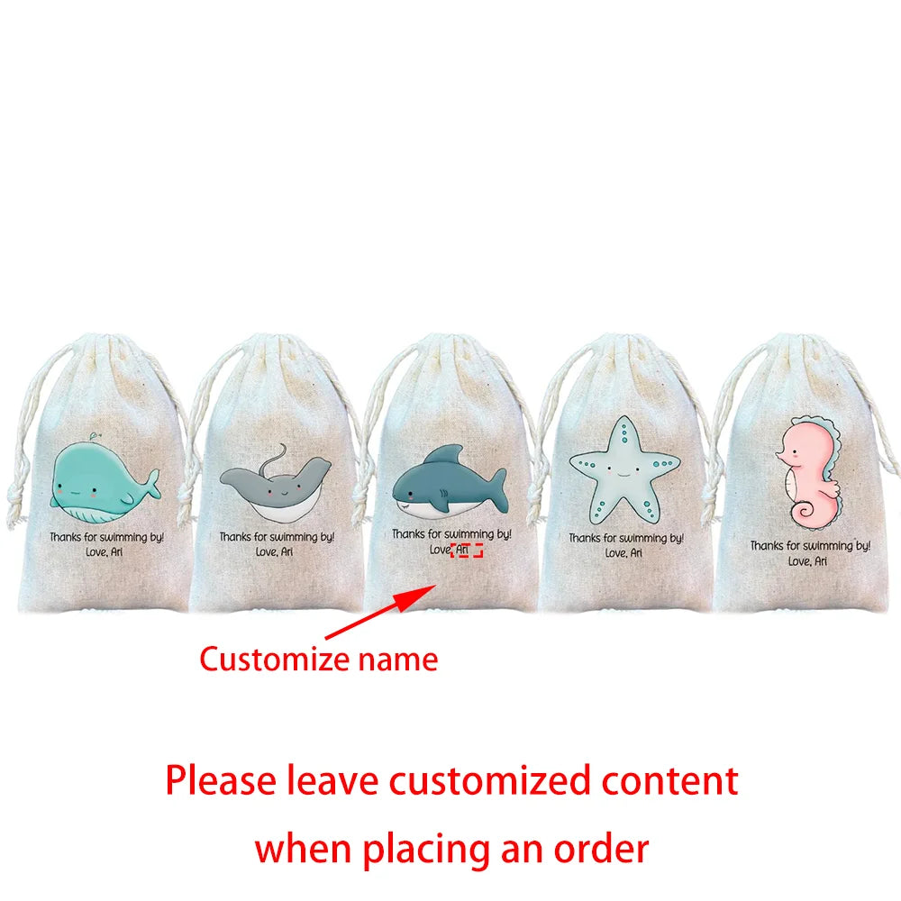 Under the Sea Party Favor Bags – 5-Pack Drawstring Goodie Bags Party Favor Bags Peaceful Pleasures Health and Wellness ACustom bag 5pcs 13x18cm