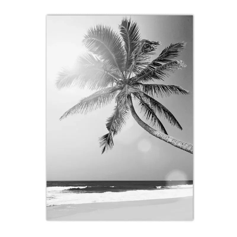 Black And White Starfish Beach Wall Posters Car Palm Tree Summer Landscape Art Print Canvas Painting Pictures Nordic Home Dec Peaceful Pleasures Health and Wellness C 40x60cm