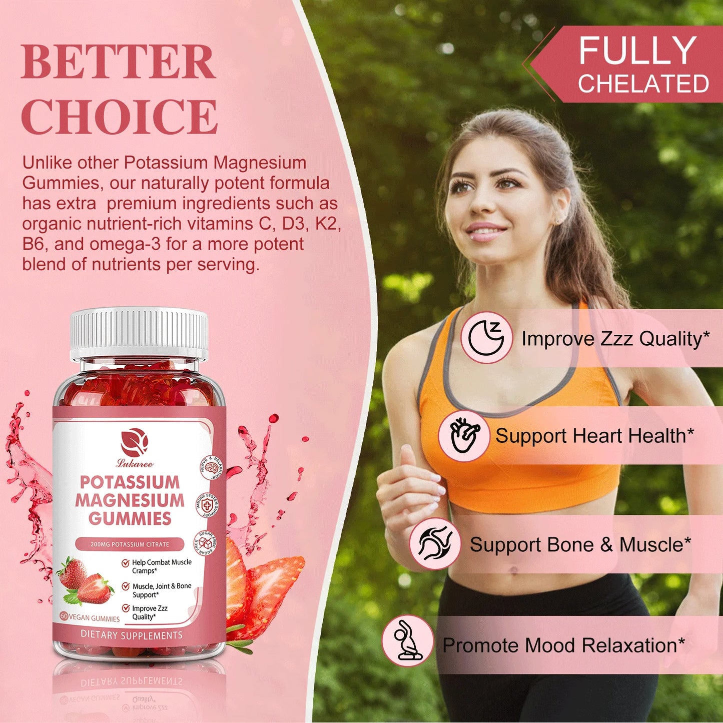 Lukaree Potassium Magnesium Gummies – Sleep, Leg Cramps & Electrolyte Balance Dietary Supplement Peaceful Pleasures Health and Wellness
