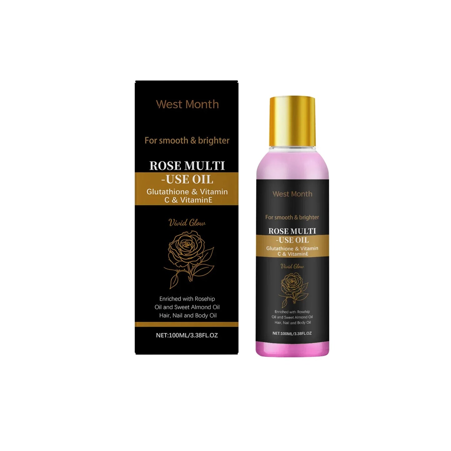 100ml Rose Multi-Use Essential Oil – Face, Hair & Nail Care