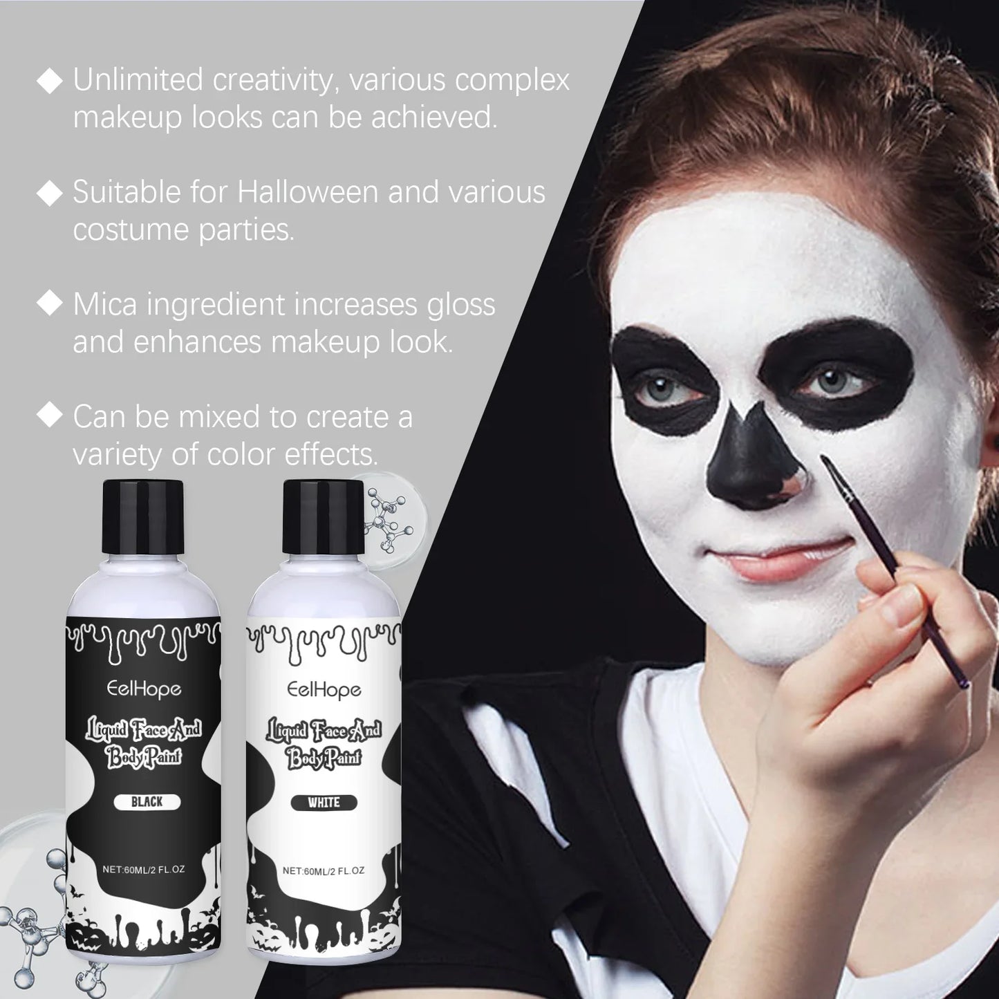 Halloween Multicolor Body Paint – Quick-Dry Clown & Costume Liquid