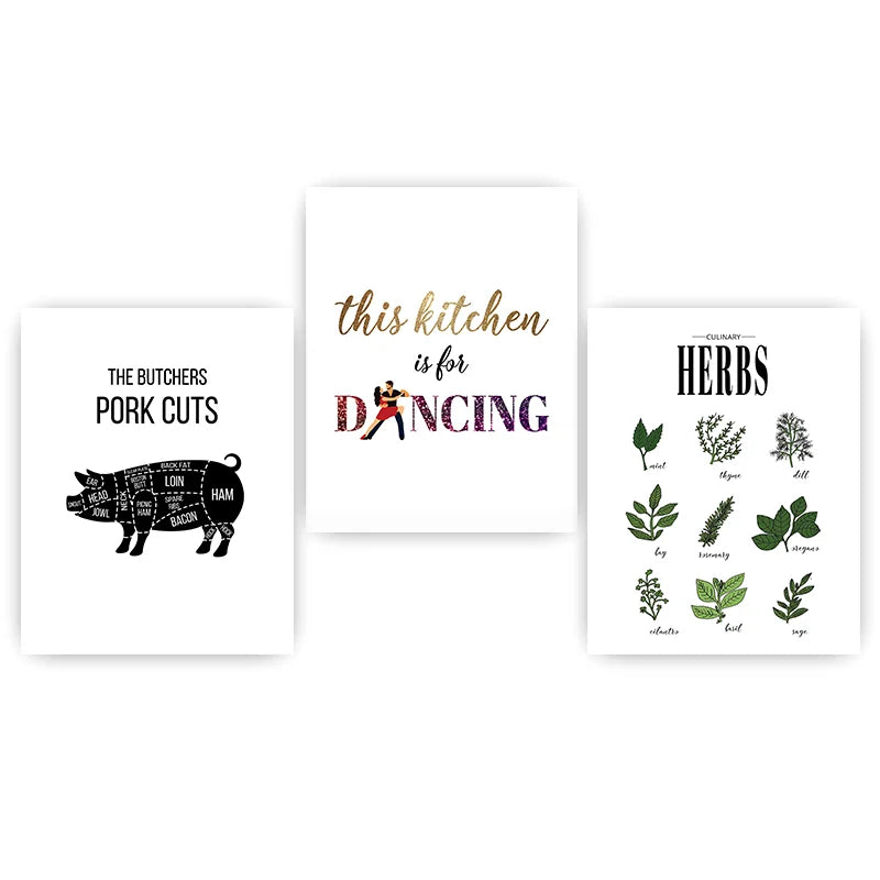 Kitchen Inspirational Quotes Wall Art, Modern Animal Canvas Painting, Minimalist plant Poster Print for Dining Room Decor Peaceful Pleasures Health and Wellness 01 50x70cm NoFrame China Mainland