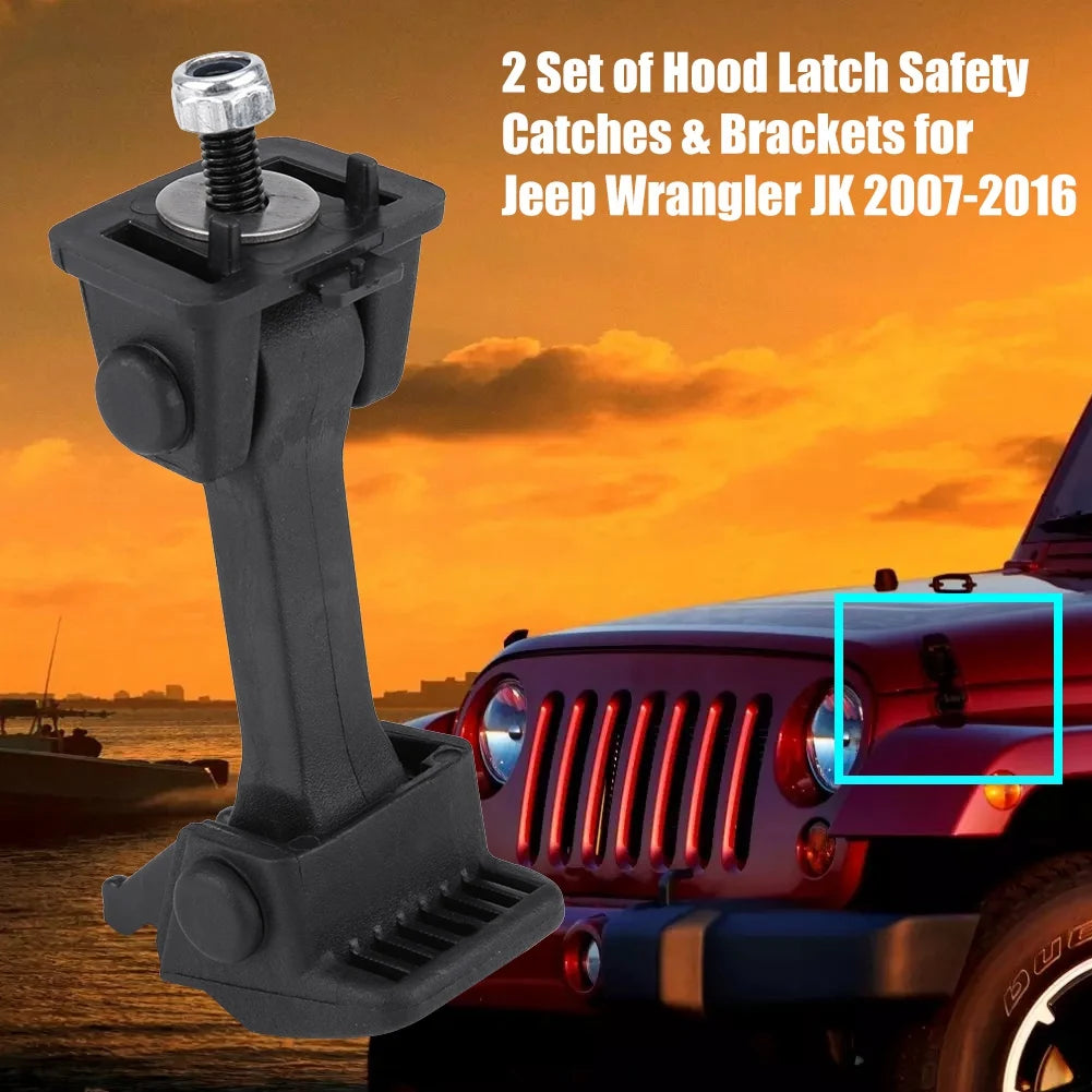 Hood Latch Safety Catches Brackets Jeep Wrangler JK 2007 2008 2009