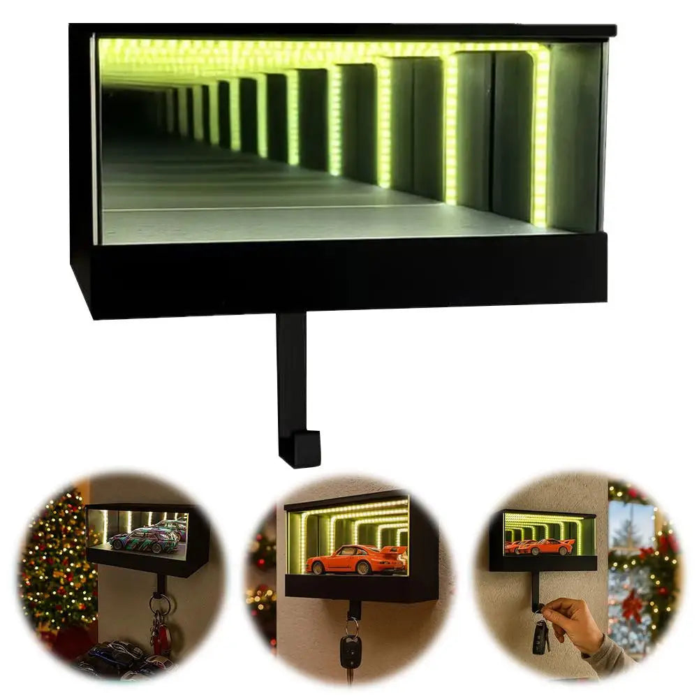 Car Garage Key Holder with LED Infinity Mirror Light | Key Organizer