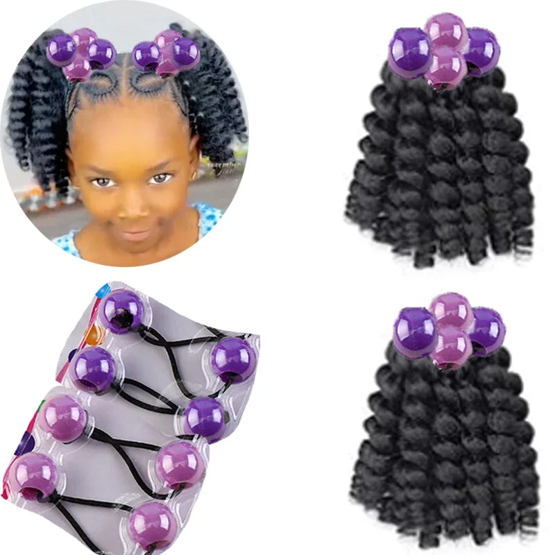 2pcs Large 20MM hair beads ponytail accessorie for kids 7inch box braid elastic hair extension synthetic with big bubbles balls Peaceful Pleasures Health and Wellness purple China Mainland