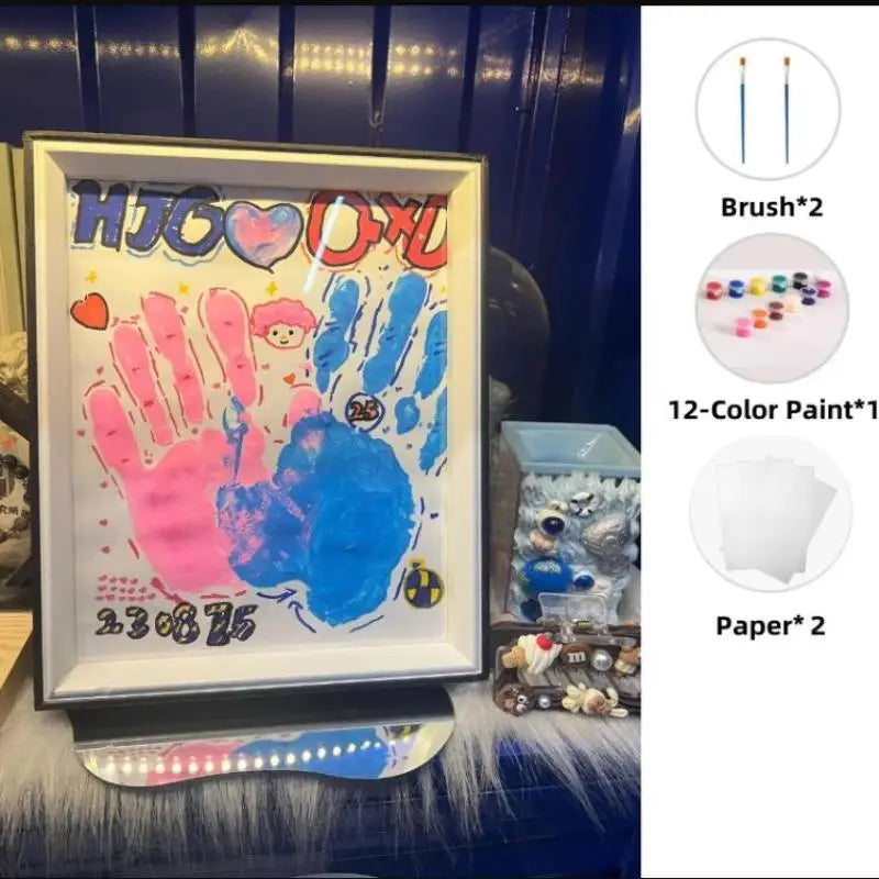 DIY Couple Handprint Shadow Box Frame | 12-Color Paint Gift Set
