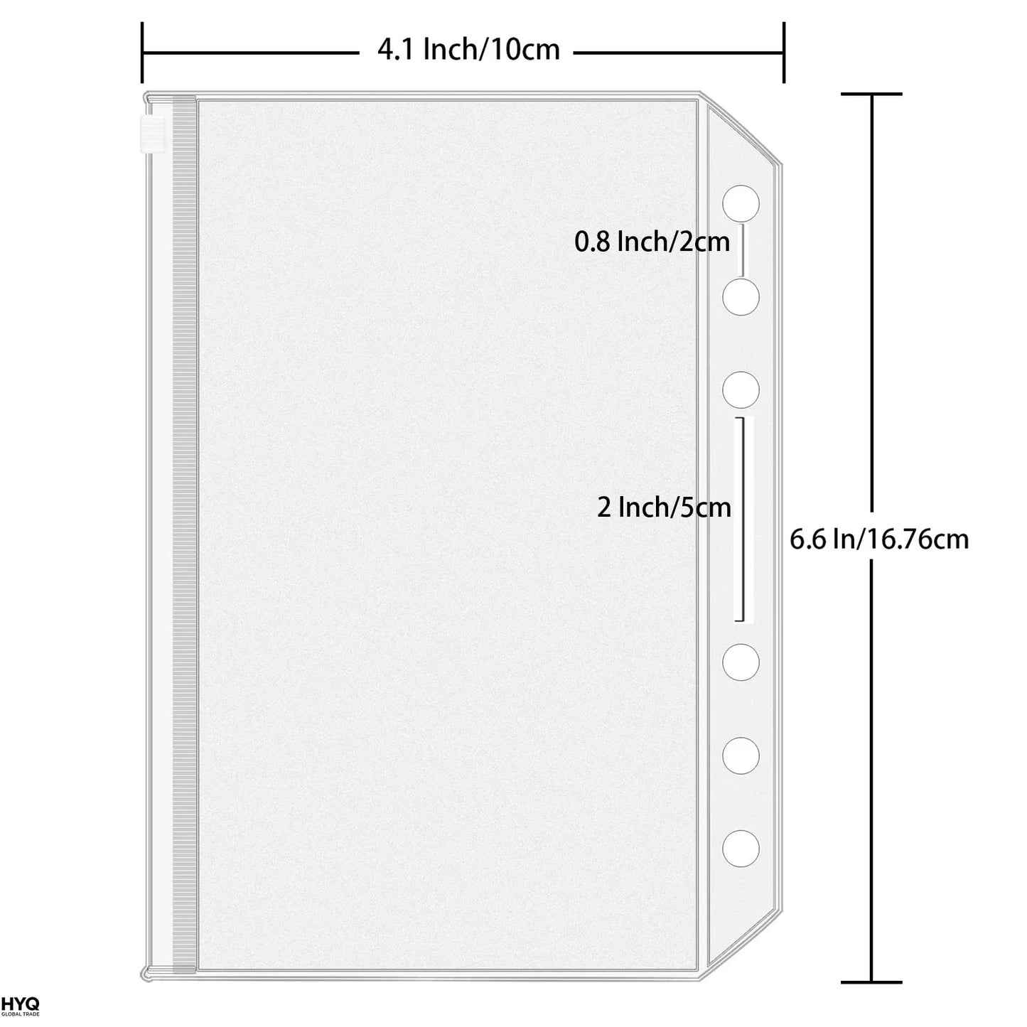 6 Holes A6 Binder Pockets Clear Zipper Folders Ring Loose Leaf