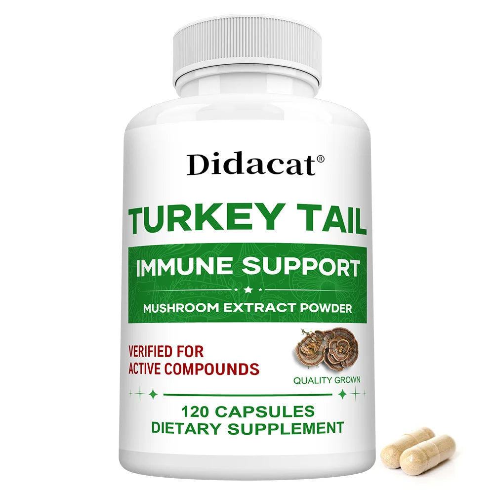 Turkey Tail Mushroom Capsules - Mushroom Supplement for Immune System Health Support - 850 Mg Premium Mushroom Supplements Peaceful Pleasures Health and Wellness 120 count -1 bottle