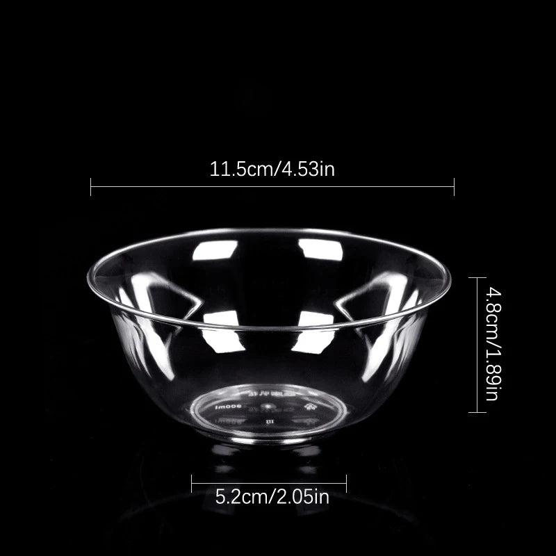 25-Pack 300ml Disposable Clear Plastic Bowls | Salad & Snack