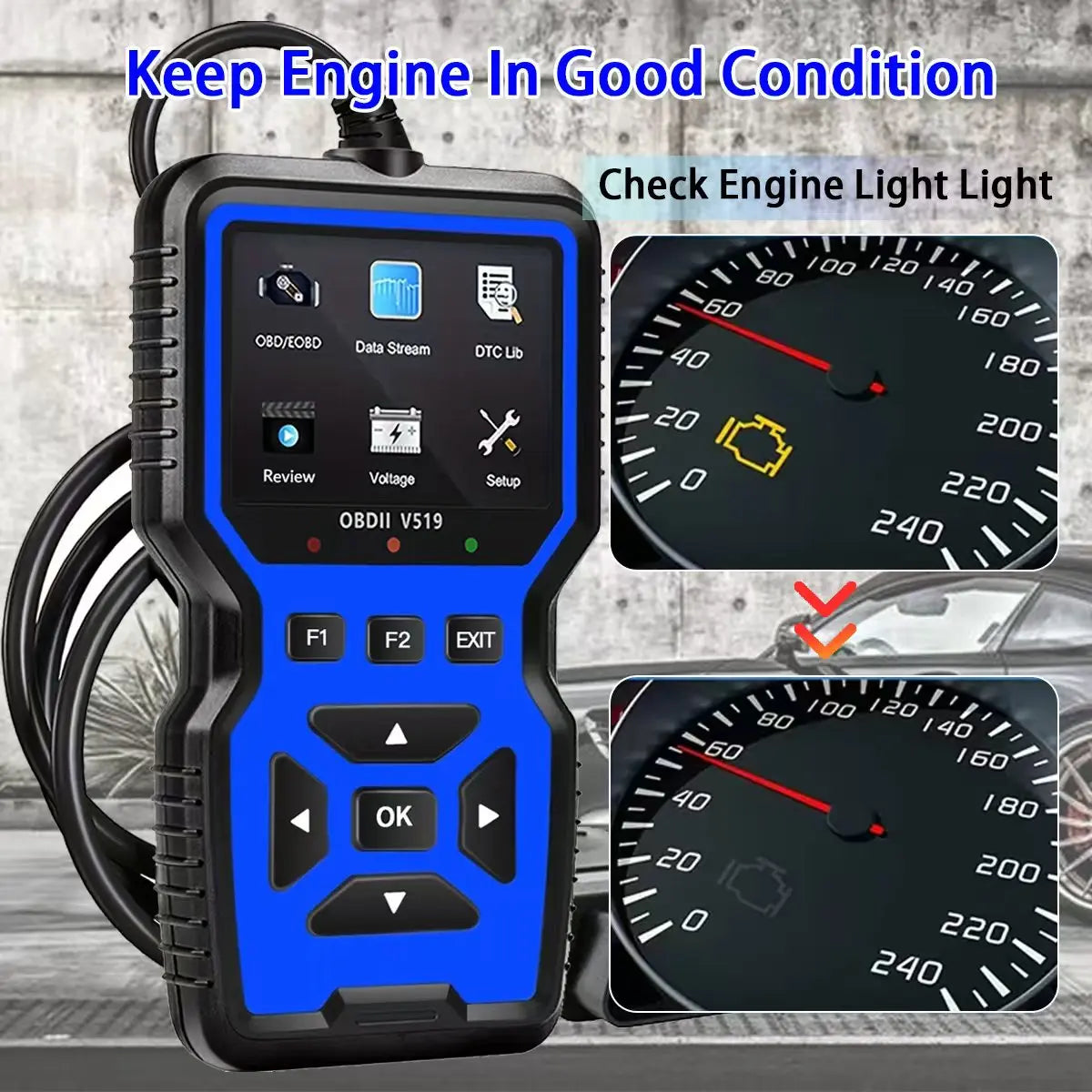 V519 Professional Obd2 Scanner - Usb-Powered Automotive Diagnostic Tool with Real-Time Data Stream, Full-Featured Obd Ii Testing (I/M Ready, Bod2/Eobd), Clears Engine Fault Lights, Reads/Erases Codes for Most Vehicles, Automo Peaceful Pleasures Health and Wellness