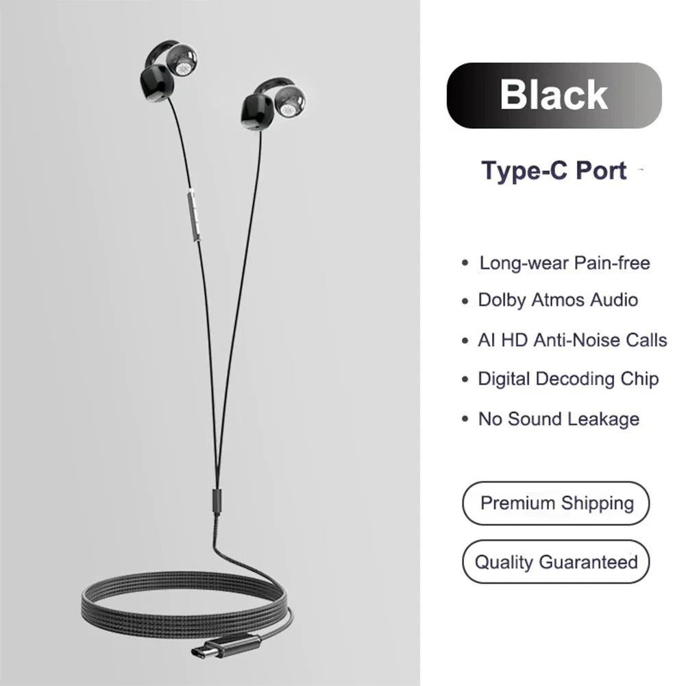 Clip-On Wired Earphones USB-C & 3.5mm | IPX4 | HD Mic