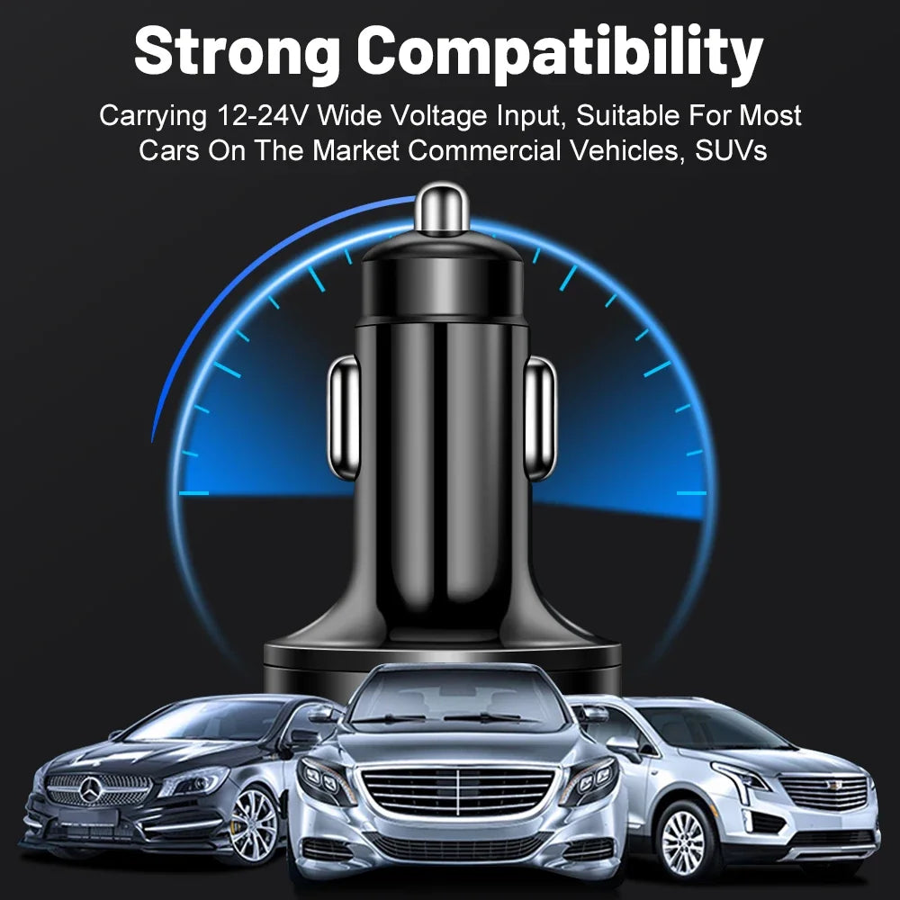 6-Port USB-C PD & QC 3.0 Car Charger – Fast Charging Adapter