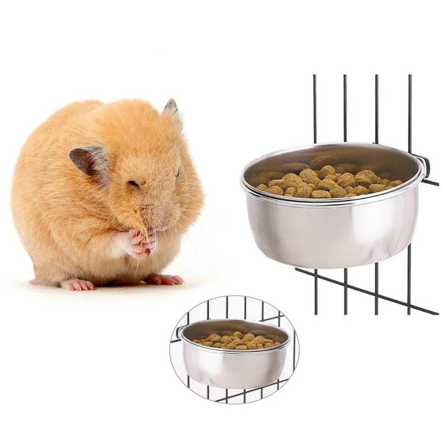 6-Pack Stainless Steel Clamp-On Bird Feeder Bowls for Cages