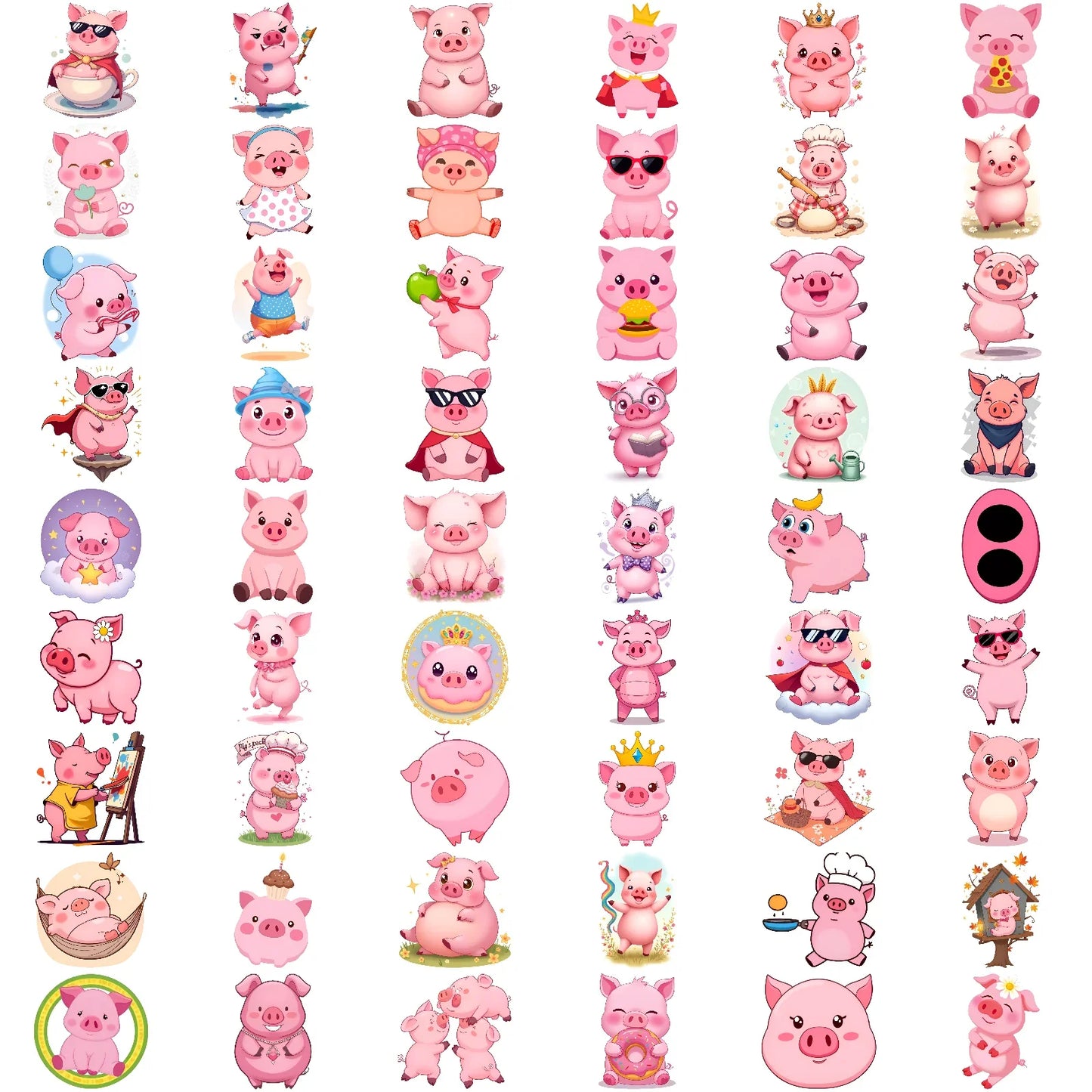 54pcs Cute Pig Temporary Tattoo Stickers – Waterproof 3D