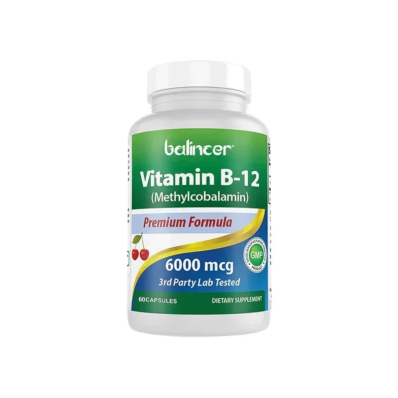 Vitamin B12 Supplement -Benefits Brain & Heart Function, Supports Memory, Learning, Helps Boost Natural Energy Peaceful Pleasures Health and Wellness 60 count-1 bottle