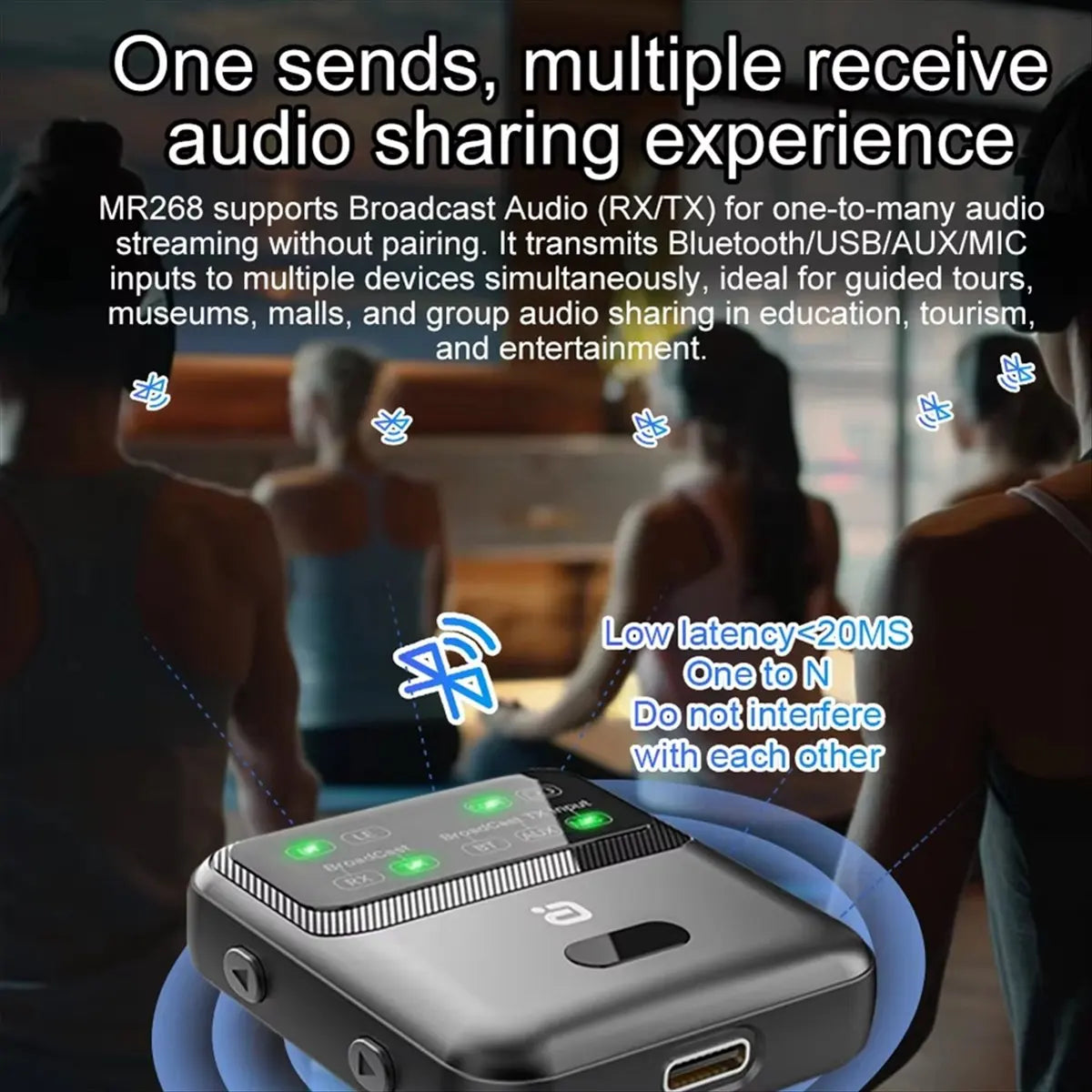 Bluetooth 5.4 LE Audio Transceiver – 1TX to 100+ RX Broadcast Peaceful Pleasures Health and Wellness