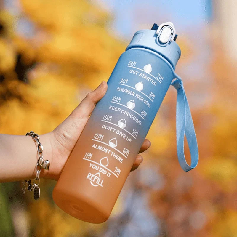 2L Motivational Water Bottle with Straw & Time Scale