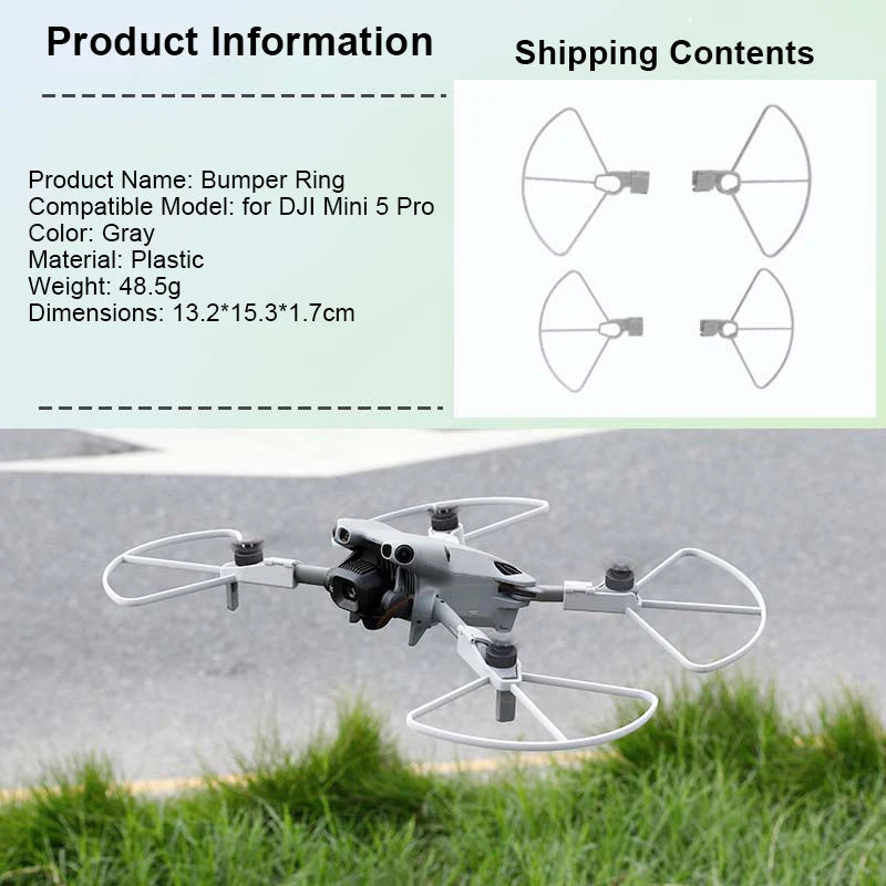 Protective Bumper Ring For DJI Mini5 Pro Drone Propeller Guard Anti-Collision Protectors Prop Bumper With Heightened Tripod Peaceful Pleasures Health and Wellness B