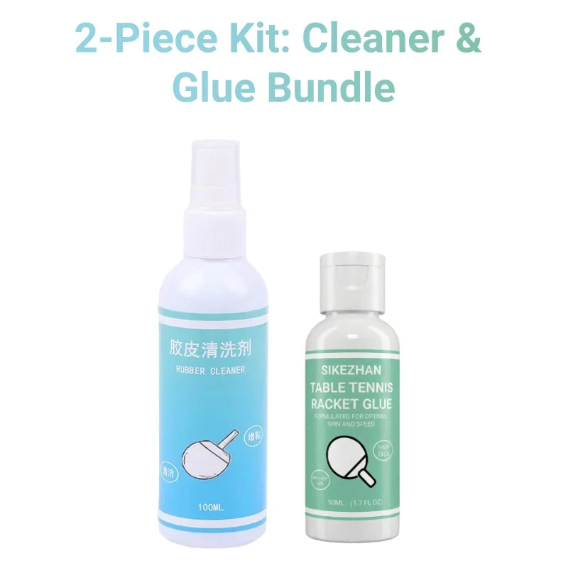 Table Tennis Glue & Cleaner Bundle: 50ml Inorganic Adhesive & 100ml Rubber Cleaning Spray for Racket Care Peaceful Pleasures Health and Wellness 2-Piece Kit