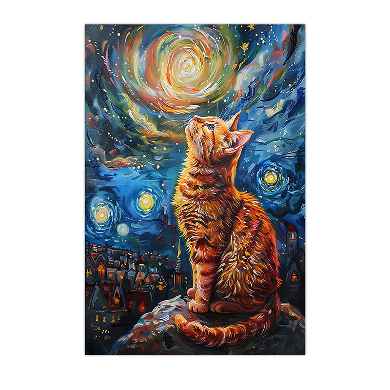 Nordic Impressionist Cat Canvas Wall Art | Tabby Poster Print Canvas Wall Art Peaceful Pleasures Health and Wellness 03 21X30cm No Frame China Mainland