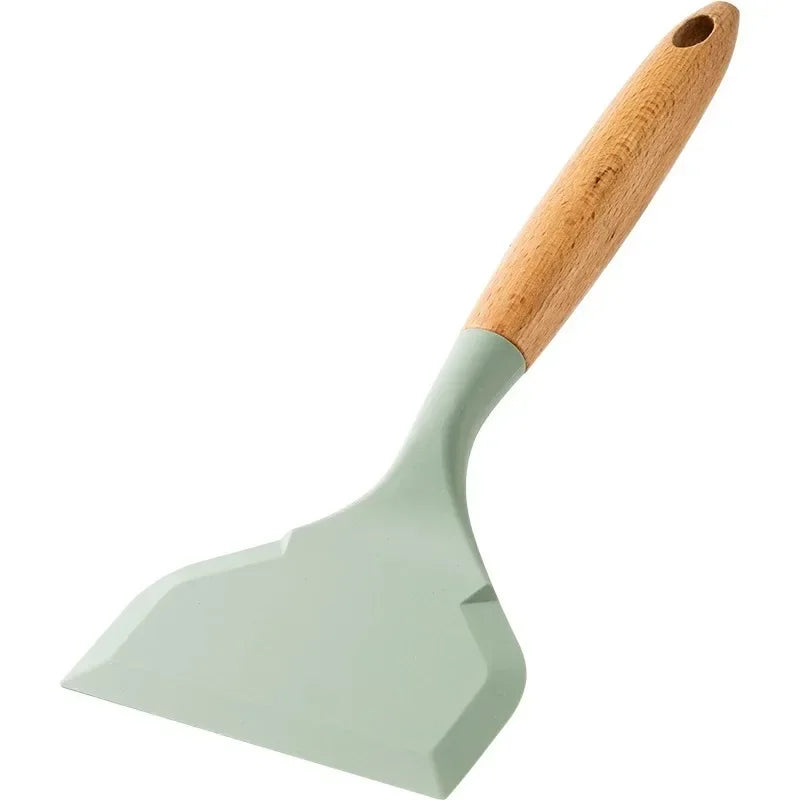 Silicone Spatula Cooking Utensils Beef Meat Egg Kitchen Scraper Wide Pizza Shovel Frying Non Stick Spatula Kitchenware Tools Peaceful Pleasures Health and Wellness green