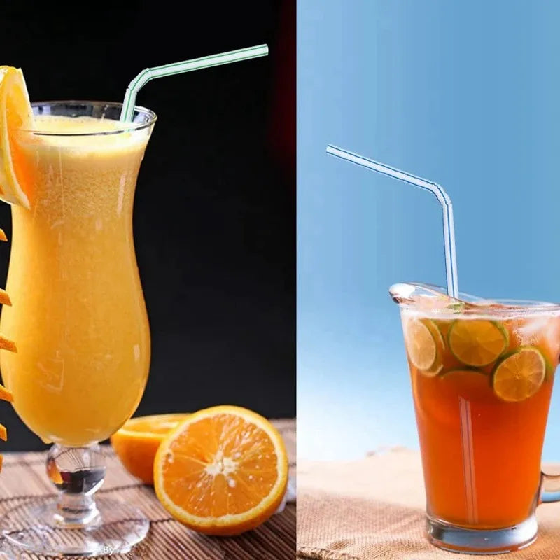100Pcs Colorful Disposable Plastic Curved Drinking Straws Reusable Straw 21cm Wedding Party Bar Drink Accessories Birthday Peaceful Pleasures Health and Wellness