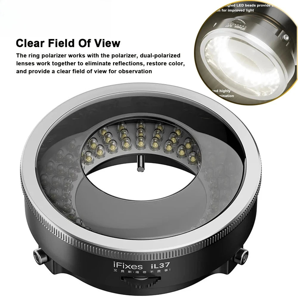 IFixes IL37 Polarized Ring Light - 360° Rotatable LED Analyzer for Microscopy/Semiconductor Inspection (Adjustable Intensity) Peaceful Pleasures Health and Wellness