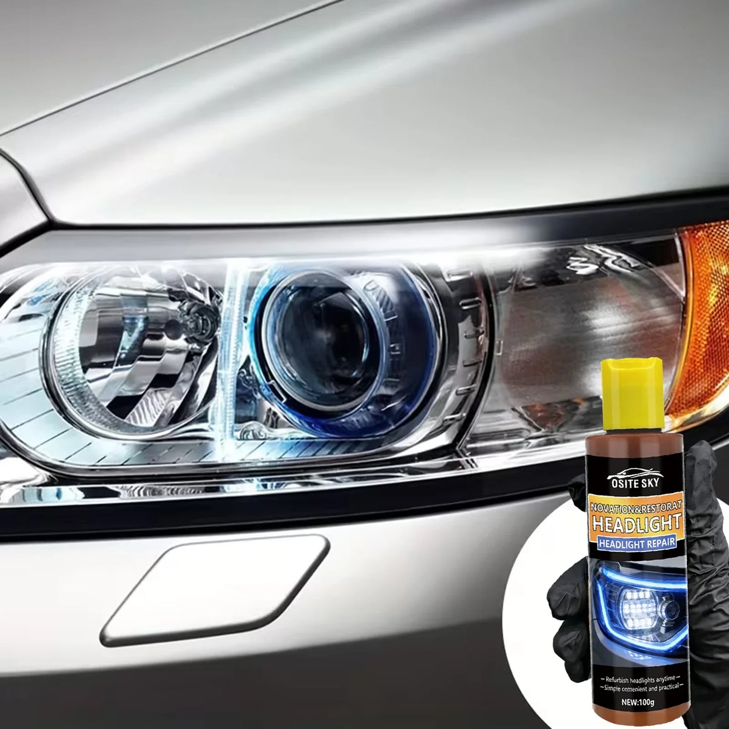 Car Headlight Lens Restoration Kit – Repair & Clarity Fluid