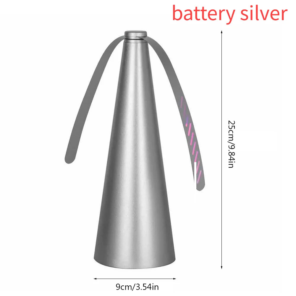 Fly Repellent Automatic Fan Fly Fans Pest Repellent Table Fan Battery/USB Powered Bug Repellent Keep Flies Away Peaceful Pleasures Health and Wellness battery silver 100V-240V EU Plug