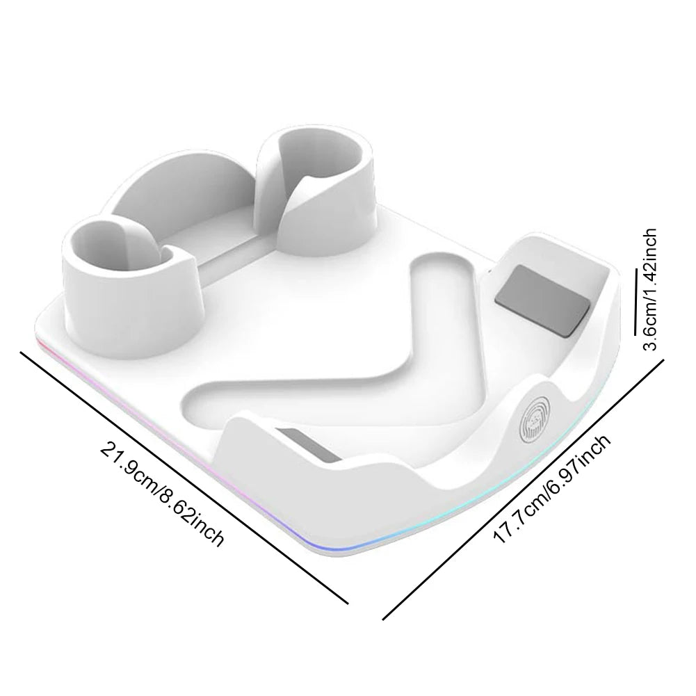 Charging Dock for Meta Quest 3S VR Charging Station with RGB Light Headset Display Stand and Controller Mount Controller Holder Peaceful Pleasures Health and Wellness