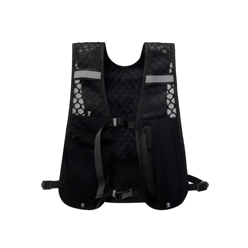 Lightweight Running Vest with Phone Holder New Reflective Hydration Water Chest Pack Storage for Sports Water Bottle Peaceful Pleasures Health and Wellness black