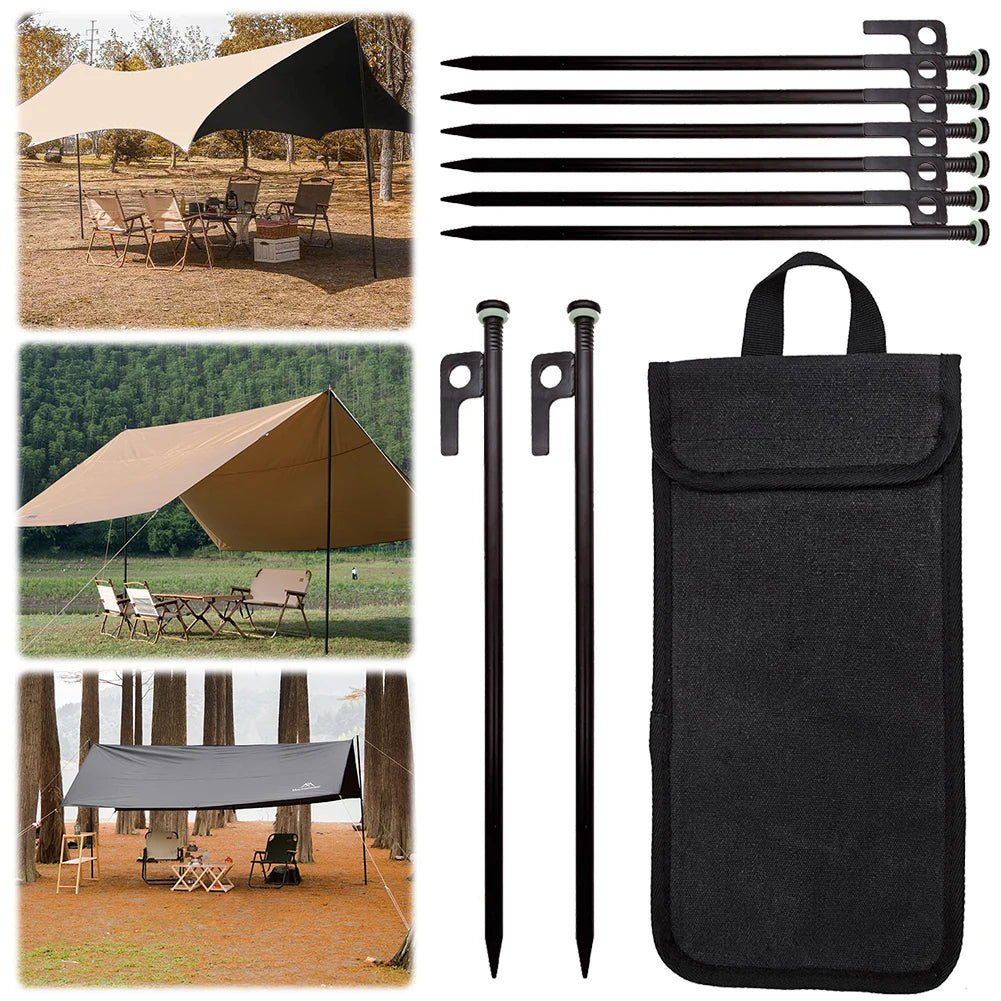 Forged Steel Tent Stakes 4/8Pcs – 30cm Heavy Duty Pegs & Bag