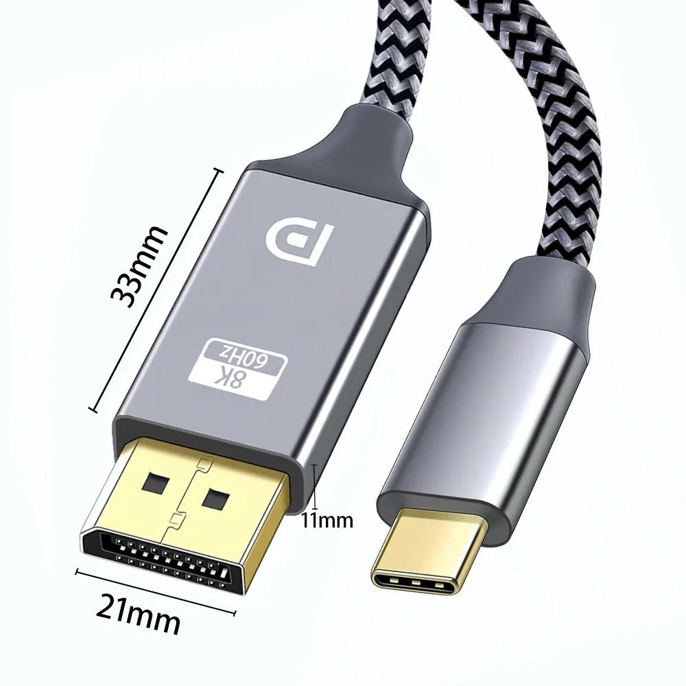 1.8M USB C To DisplayPort 1.4 Cable 32.4Gbps 8K@60Hz 4K@144Hz Type C To DP1.4 Adapter Thunderbolt 4/3 Compatible for MacBook Peaceful Pleasures Health and Wellness