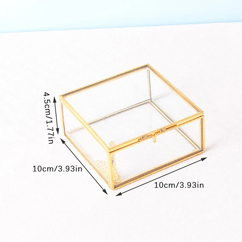 Hexagon Transparent Glass Jewelry Box Wedding Ring Box Geometric Clear Glass Jewelry Organizer Holder Tabletop Container Peaceful Pleasures Health and Wellness