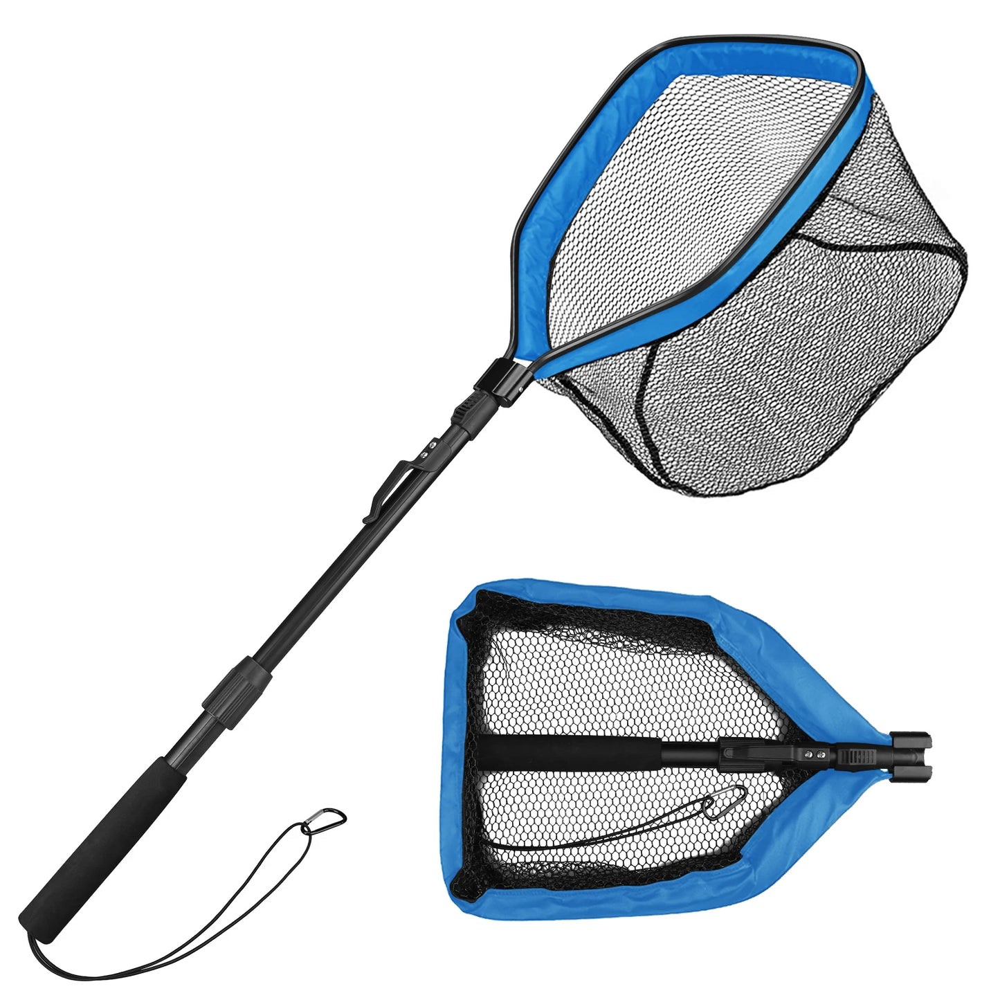 Floating Fishing Landing Net | Rubber Coated Telescoping Handle