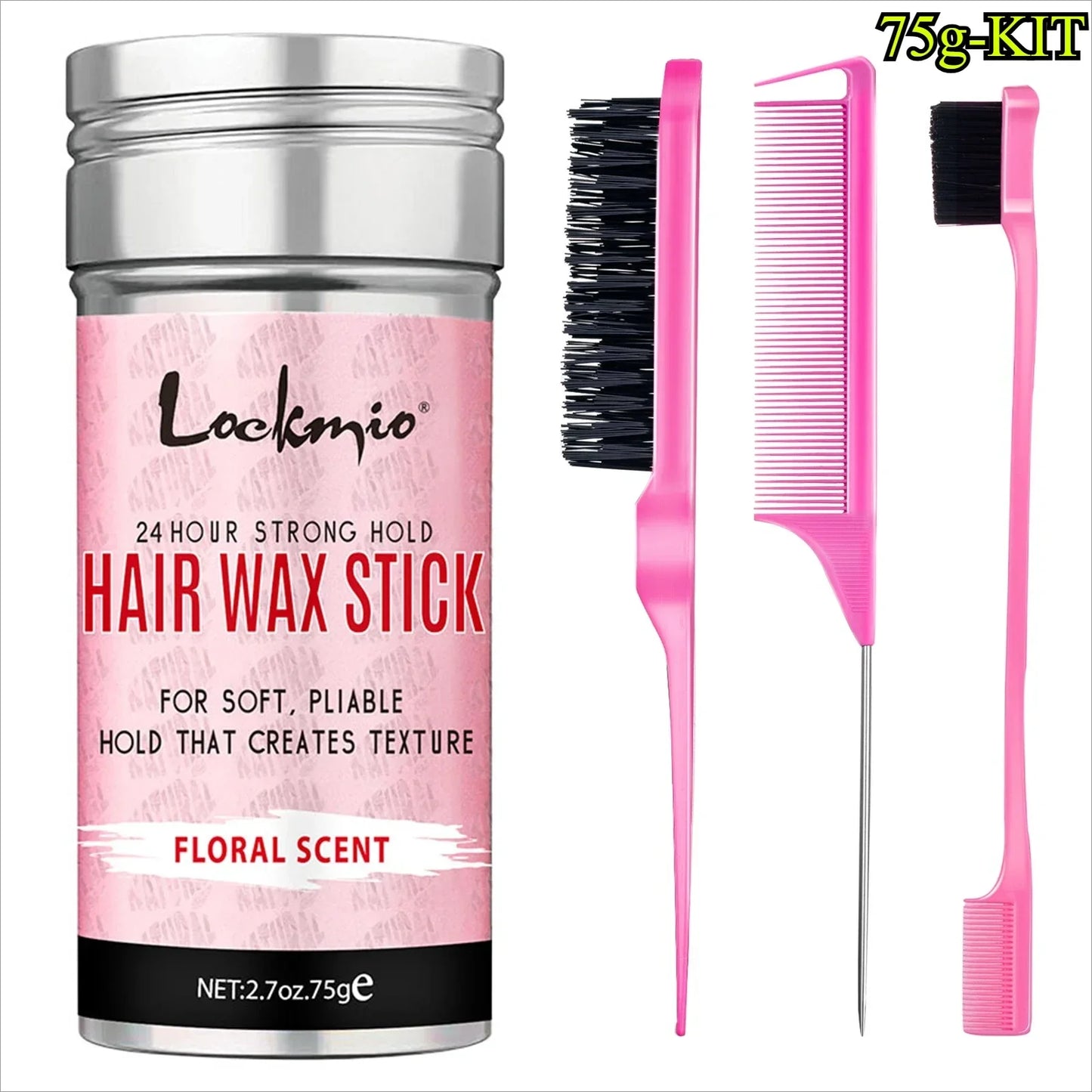 Professional Styling Wax for Women Anti-frizz Pomade Smoothing Broken Back Hair Mud Messy Hairs Control Wax Rod for Natural Wigs Peaceful Pleasures Health and Wellness 6BF064-75g-KIT