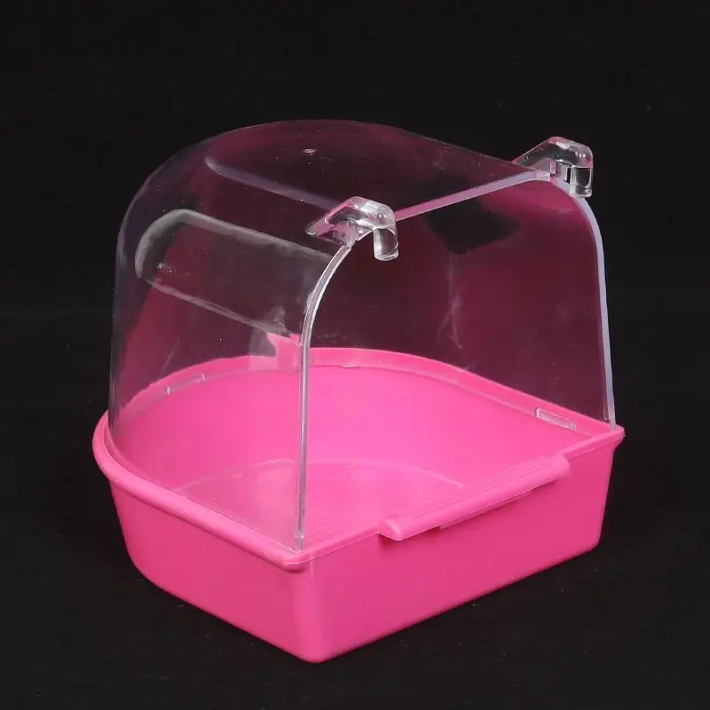 1pc transparent hanging bird hanging bathtub, parrot cage bird bathtub, clear view bird cage accessories, bird bath products Peaceful Pleasures Health and Wellness Pink