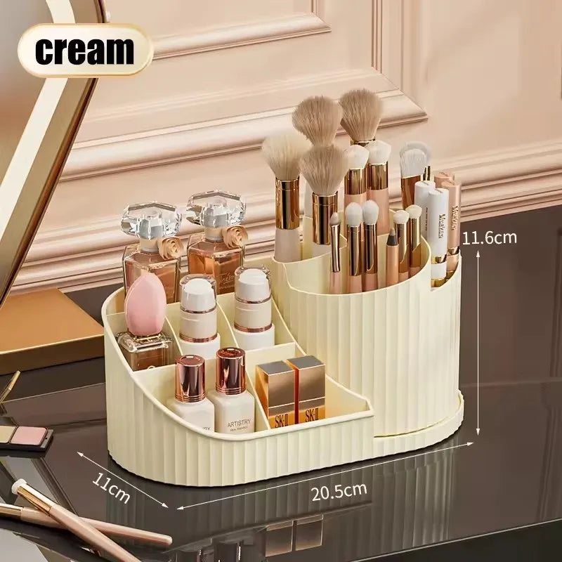 360° Rotating Makeup Organizer with Brush Holder | Large