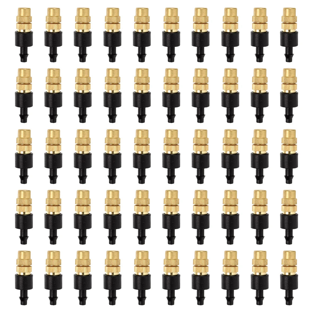 50-Pack Adjustable Brass Misting Nozzles – Garden Sprinkler Peaceful Pleasures Health and Wellness