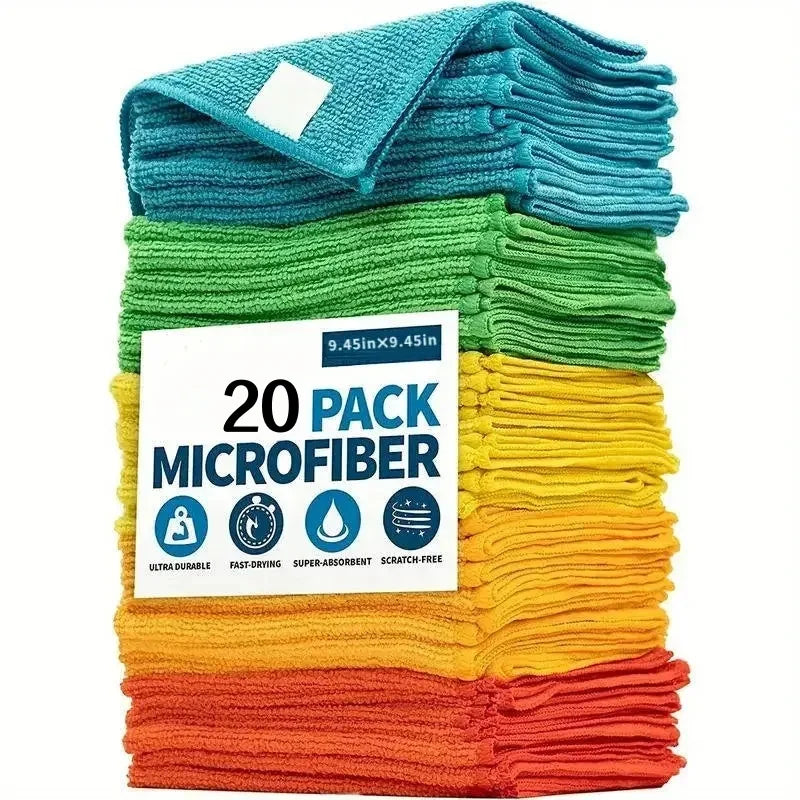 A Set of 20/50Pcs Cleaning Cloth Set in Random Colors, Multi-Functional and Absorbent, for Home, Kitchen, Living Room, Bedroom, Bathroom, and Furniture Stain Removal, Glass Cleaning, Microfiber Cleaning Cloth for Both Dry and Peaceful Pleasures Health and Wellness 20Pcs