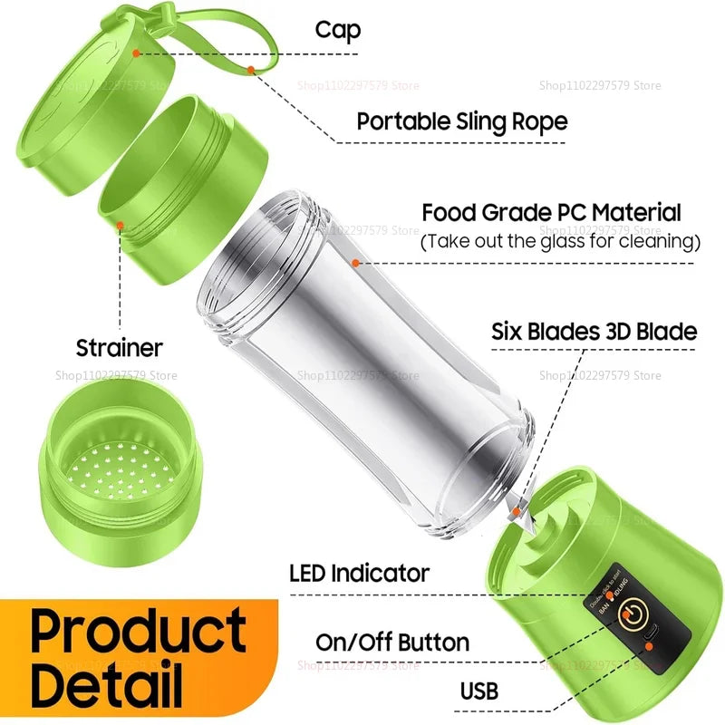 380ml Portable USB Rechargeable Mini Blender & Smoothie Maker