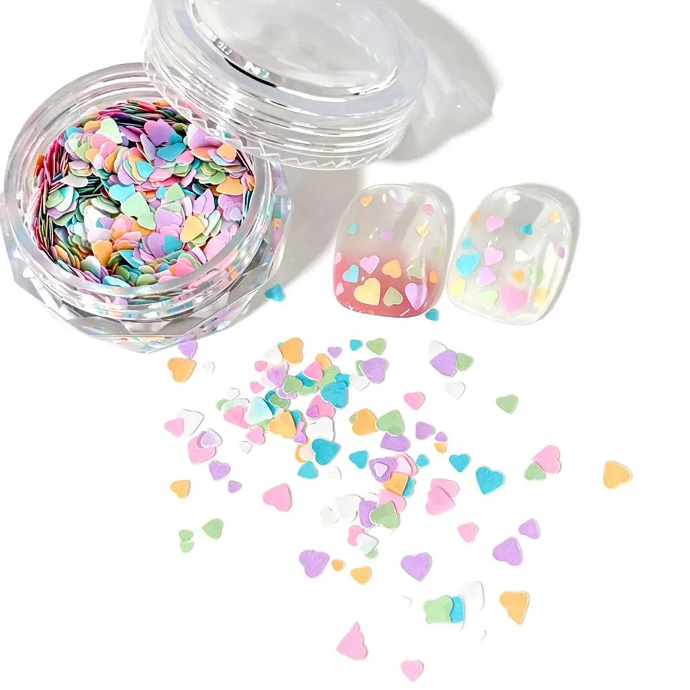 Nail Glitter Sequins – Heart & Star Shapes, Colorful Flakes