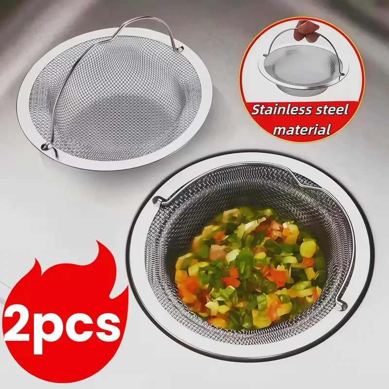 Stainless Steel Sink Strainer with Handle | 4-Inch, 1–6 Pack