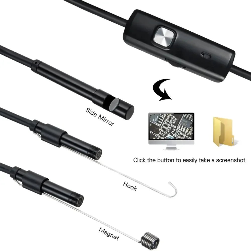7mm Type-C Endoscope Camera IP67 | 6 LED Flexible Borescope