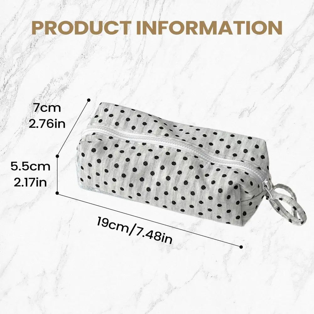 Large Capacity Dot Design Pencil Case | Fabric Stationery Pouch