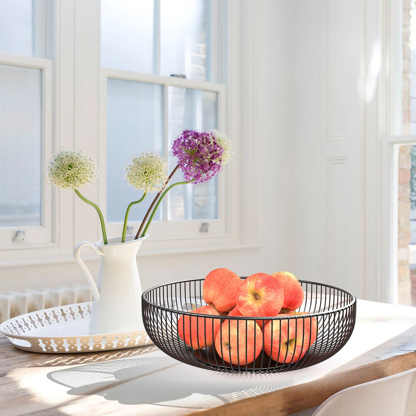 Stylish Iron Storage Basket Long-Lasting Heavy-Duty Fruit Holder for Kitchen Living Room Perfect for Desserts Fresh Produce Peaceful Pleasures Health and Wellness