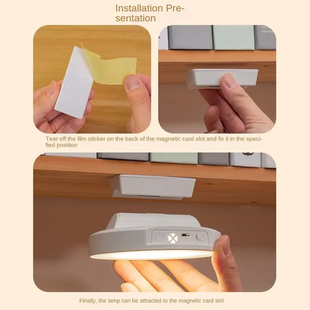 Adjustable Magnetic Reading Lamp 3 Color Temperature Adjustable Brightness Bedroom Table Lamp Round Punch Free Peaceful Pleasures Health and Wellness