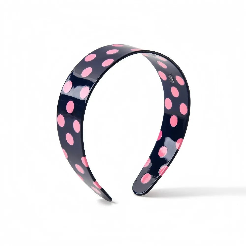 Boho Polka Dot Wide Acetate Hair Hoop Headband – All Seasons