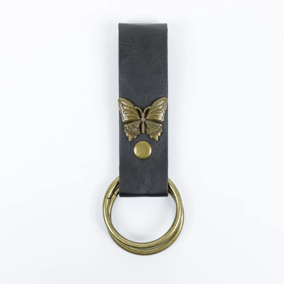 UYEE Belt Vintage Butterfly Leather Waist Sash Double O Ring Skirt